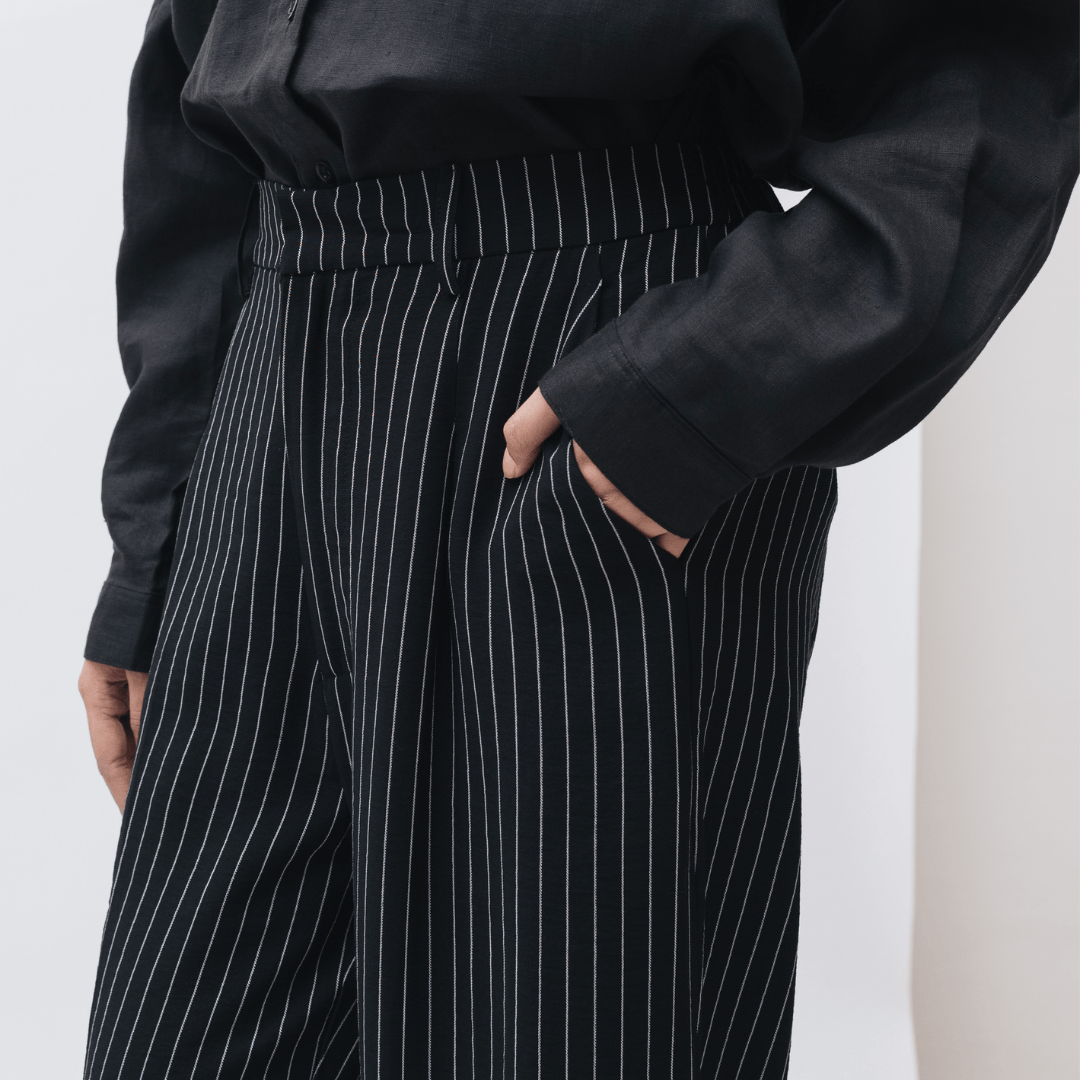 Wide Pants Linen Stripe
