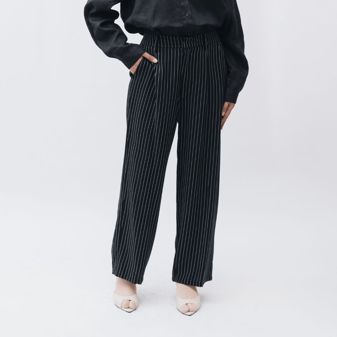 Wide Pants Linen Stripe