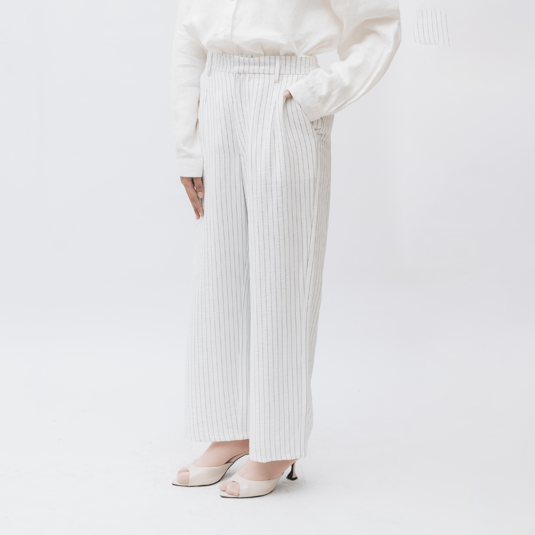 Wide Pants Linen Stripe