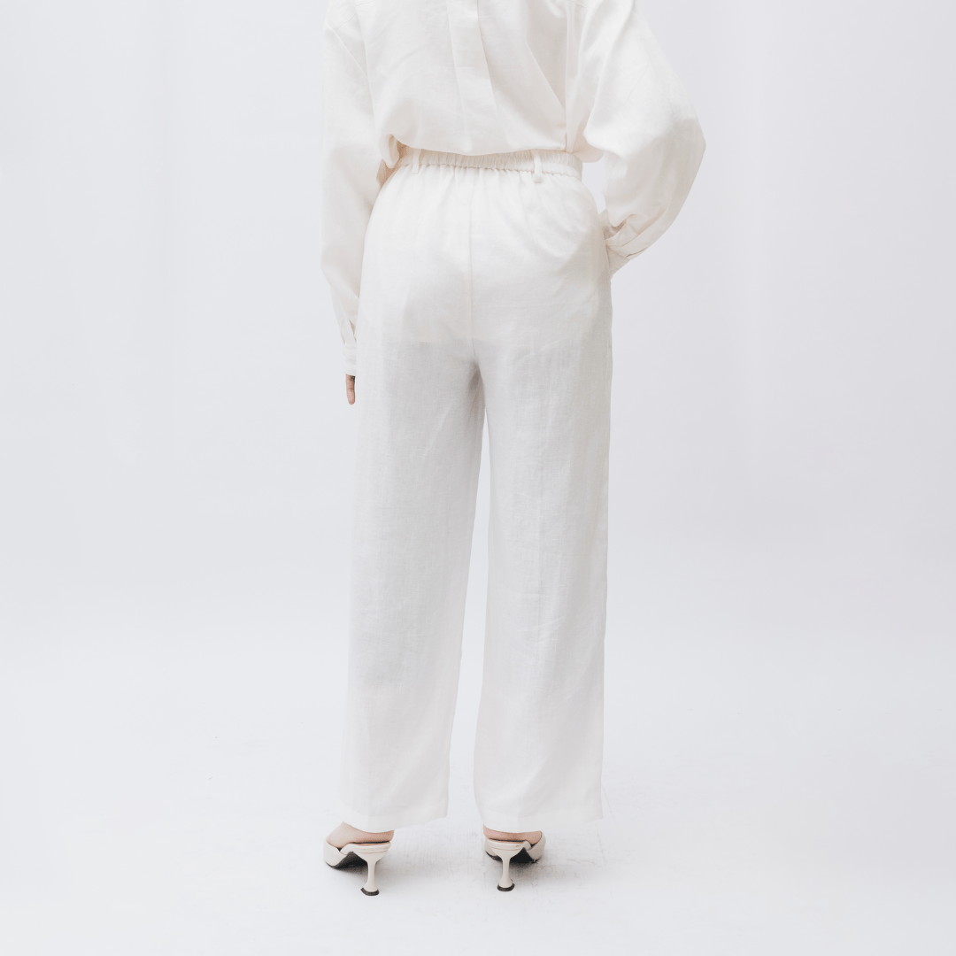 Wide Pants Linen Plain
