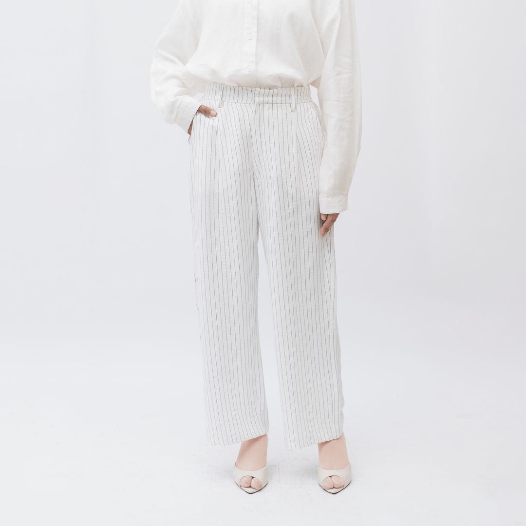 Wide Pants Linen Stripe